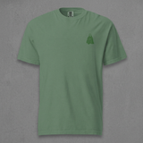 Light green Ghosts T-shirt front against a grey concrete wall